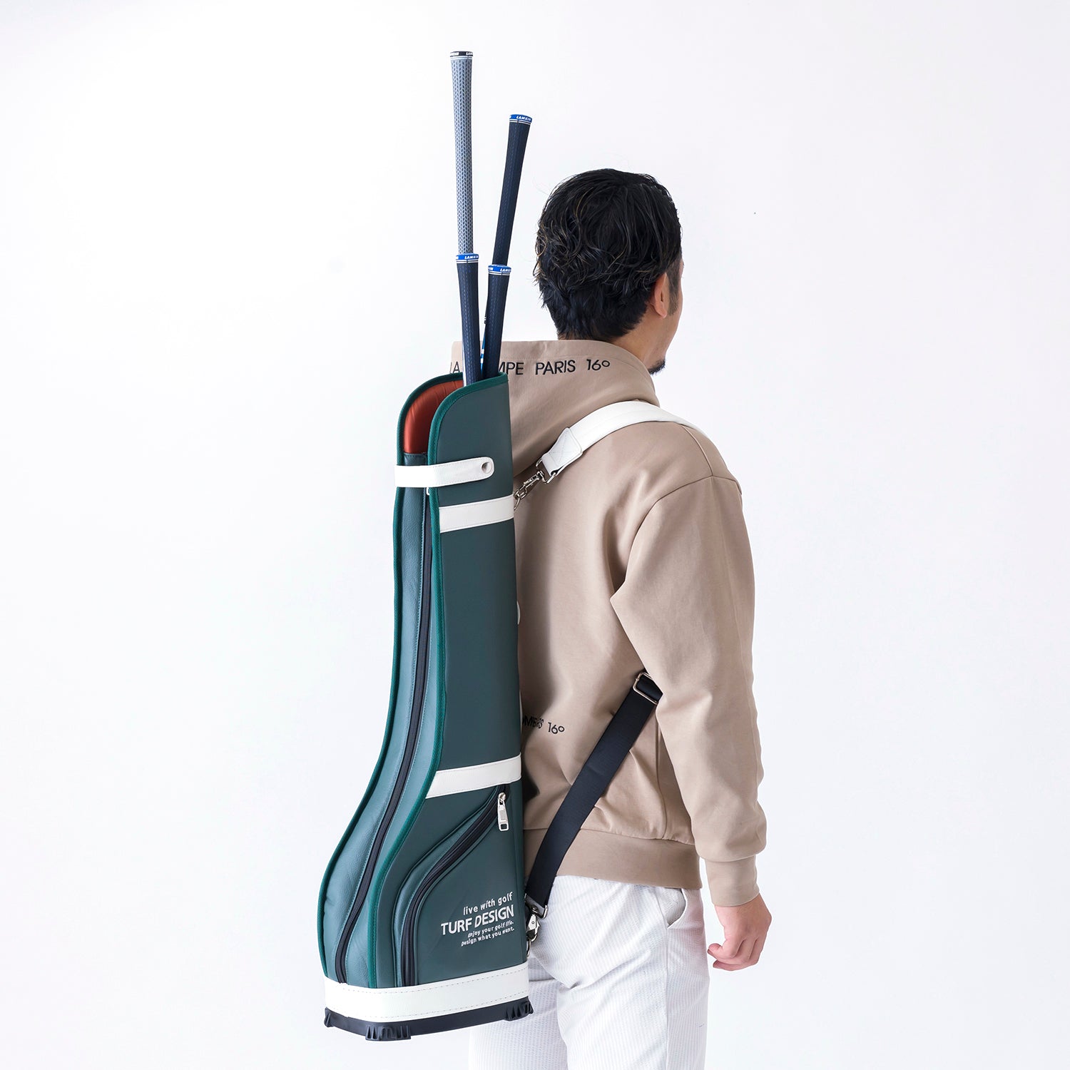 超希少 STITCH キャディバッグ スタンドタイプ 白 ネイビー TURF DESIGN ターフデザイン｜ミニキャディバッグ TDMCB-BF74